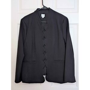 J.Crew Size 16 Black Scalloped Front Blazer Hook & Eye Closure Career Jacket